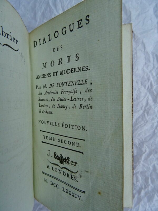 FONTENELLE DIALOGUES DES MORTS ANCIENS ET MODERNES  1784 – Image 6