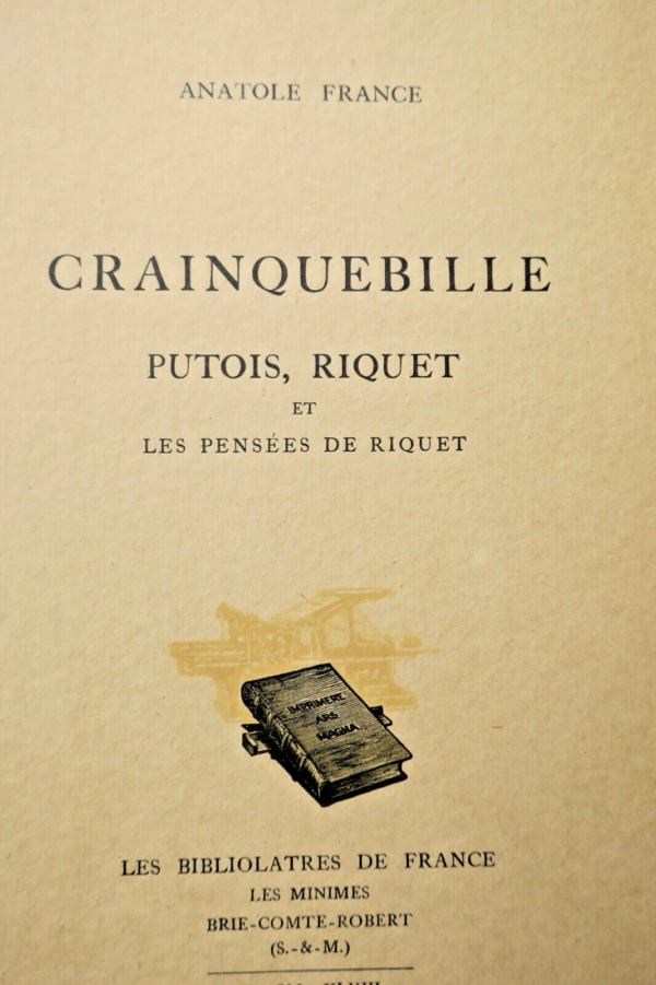 FRANCE  Crainquebille. Putois, Riquet et les pensées de Riquet BIBLIOLATRE