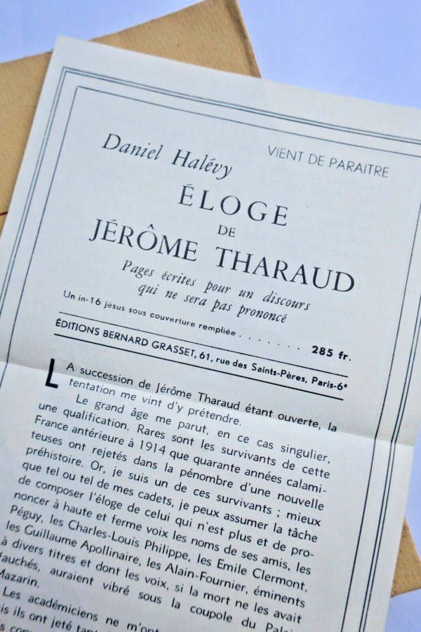 HALEVY (Daniel). Eloge de Jérôme Tharaud + dédicace – Image 8