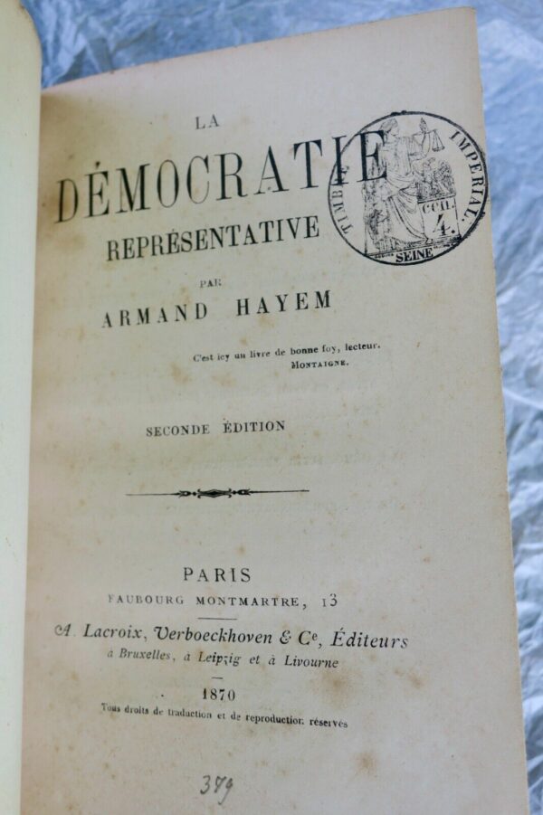 HAYEM A. La démocratie représentative 1870 – Image 3