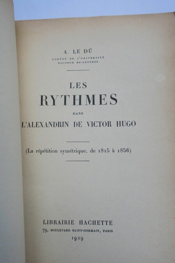 HUGO RYTHMES DANS L'ALEXANDRIN DE VICTOR HUGO 1929 – Image 3