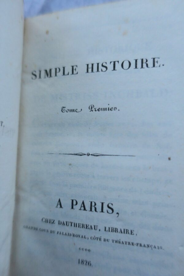 INCHBALD MISTRISS SIMPLE HISTOIRE 1826 – Image 4