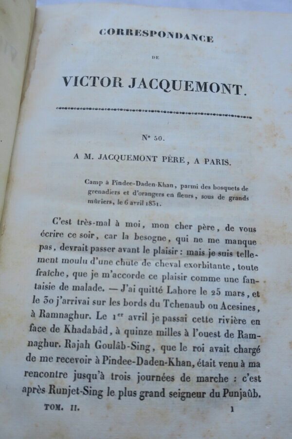 Inde Correspondance de Victor Jacquemont avec sa famille voyage 1833 – Image 13