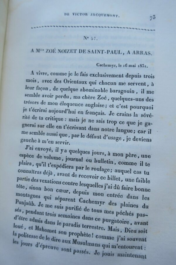 Inde Correspondance de Victor Jacquemont avec sa famille voyage 1833 – Image 9