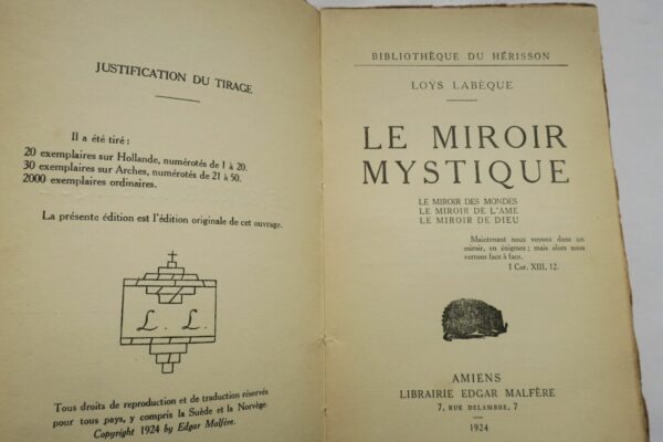 LABEQUE. Loÿs. Le Miroir mystique - Le Miroir des mondes ...+ dédicace – Image 8