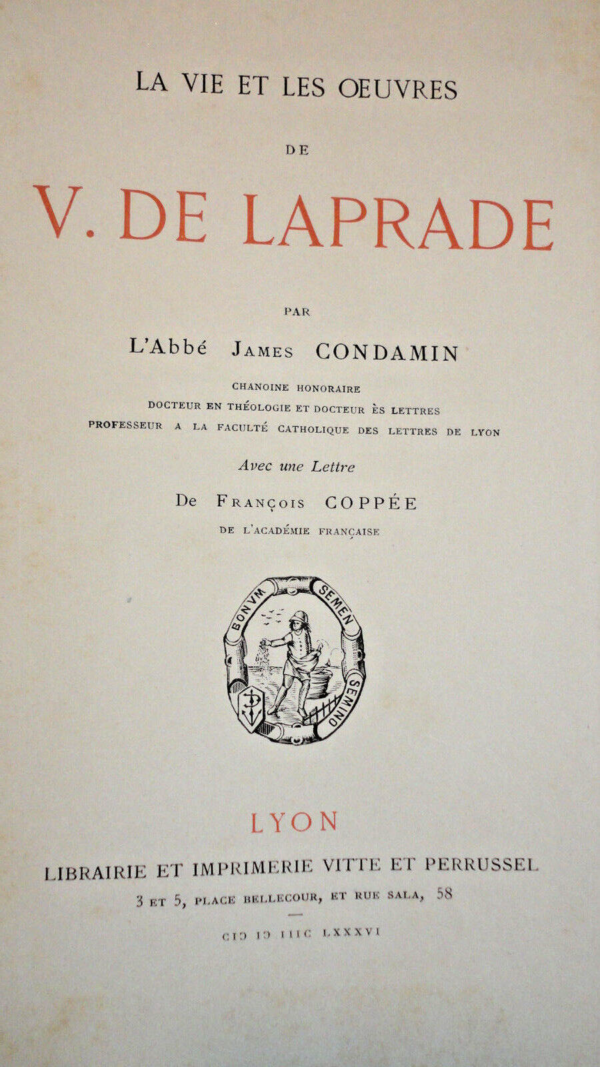 LAPRADE  La Vie et les Oeuvres de Victor de Laprade 1886 – Image 3