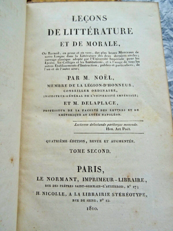 LECON DE LITTERATURE ET DE MORAL 1810 – Image 7