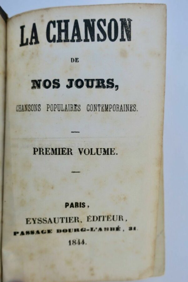 La chanson de nos jours 1844