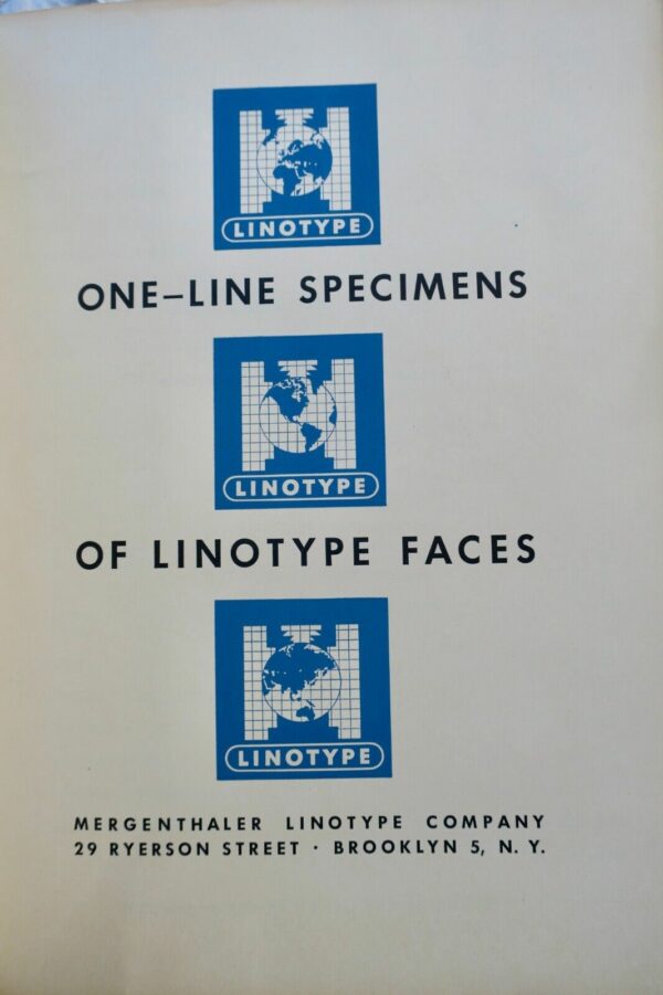 Linotype Company One-Line Specimens of Linotype Faces