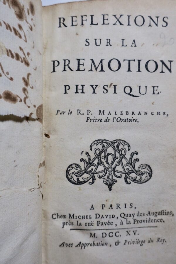 MALEBRANCHE  Reflexion sur la premotion physique 1715 – Image 5