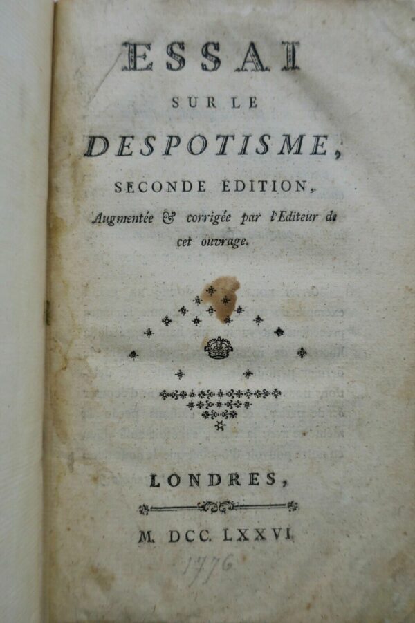 MIRABEAU  Essai sur le despotisme 1776 – Image 7