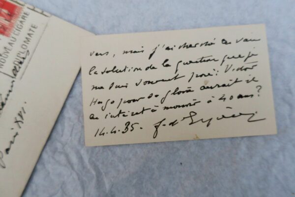 Maréchal Franchet d'Espérey carte autographe manuscrite & signée – Image 3