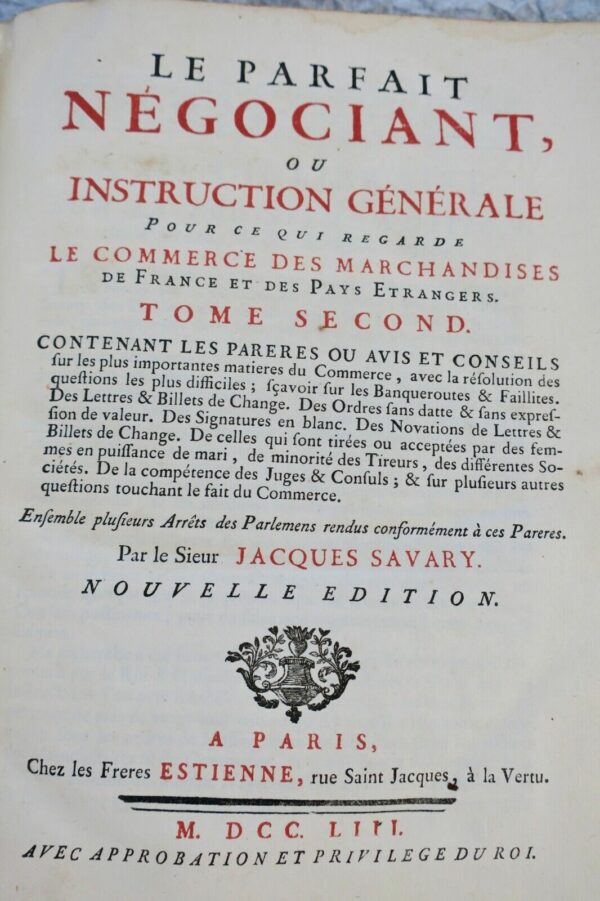 PARFAIT NEGOCIANT OU INTRODUCTION GENERALE POUR CE QUI REGARDE LE COMMERCE 1753 – Image 8