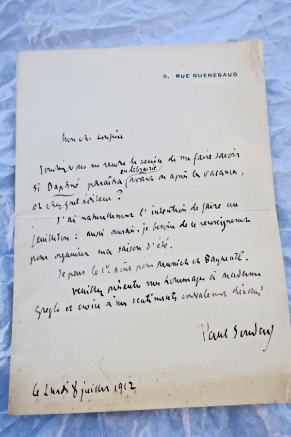 Paul Souday lettre autographe signée