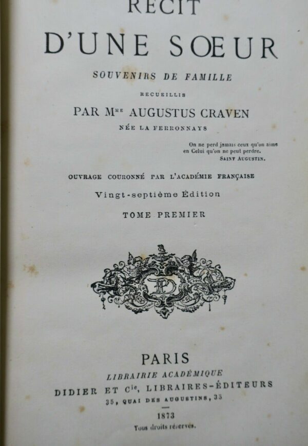 RECIT D'UNE SOEUR, SOUVENIRS DE FAMILLE 1873 – Image 4