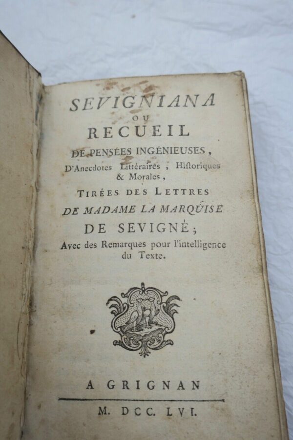 SEVIGNE Sevigniana ou recueil de pensées ingénieuses, d' anecdotes...1756 – Image 3