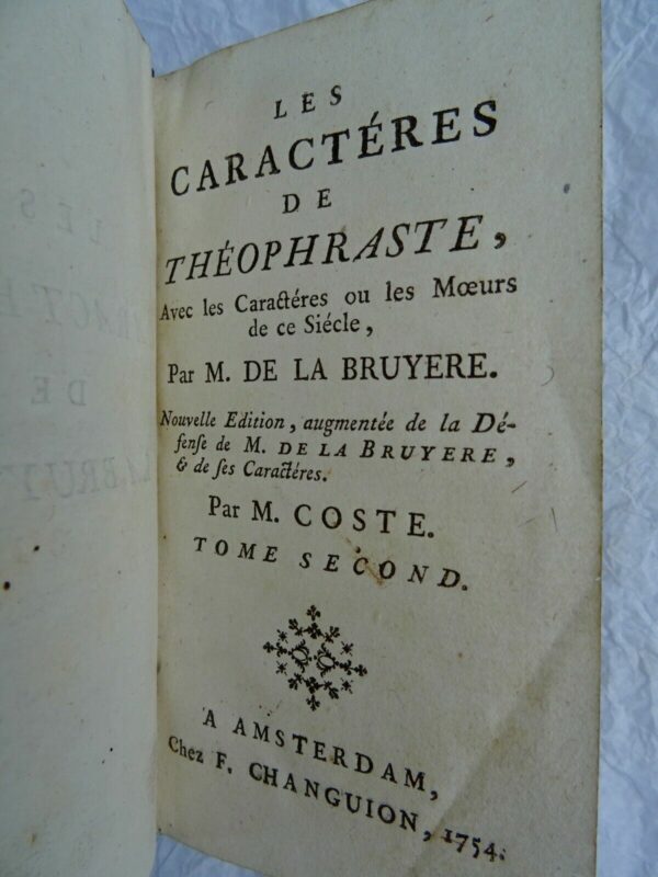 THÉOPHRASTE  LA BRUYERE  LES CARACTÈRE 1754 – Image 8