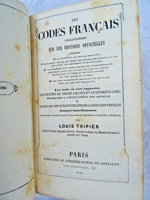 TRIPIER Les codes français collationnés sur les éditions officielles – Image 6