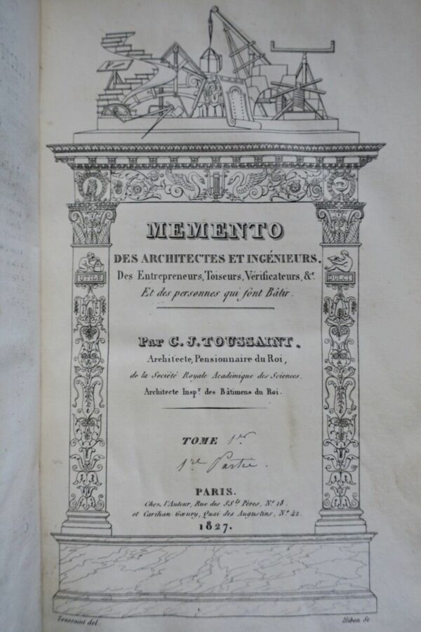 Toussaint Memento des architectes et ingénieurs, des entrepreneurs…1824 – Image 4