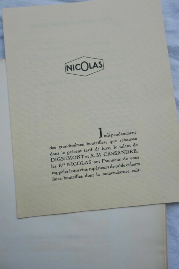 VINS NICOLAS Liste des grands vins 1949. Sous le signe de Paris.Dignimont – Image 6