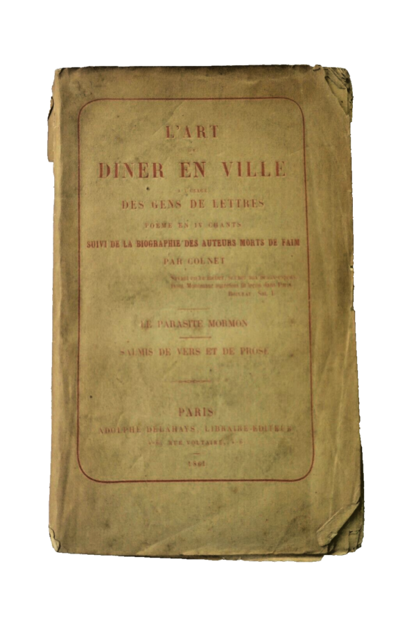 dîner L'art de diner en ville à l'usage des gens de Lettres... 1861