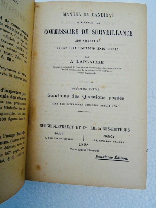 emploi de commissaire de surveillance administrative des chemins de fer 1898 – Image 10