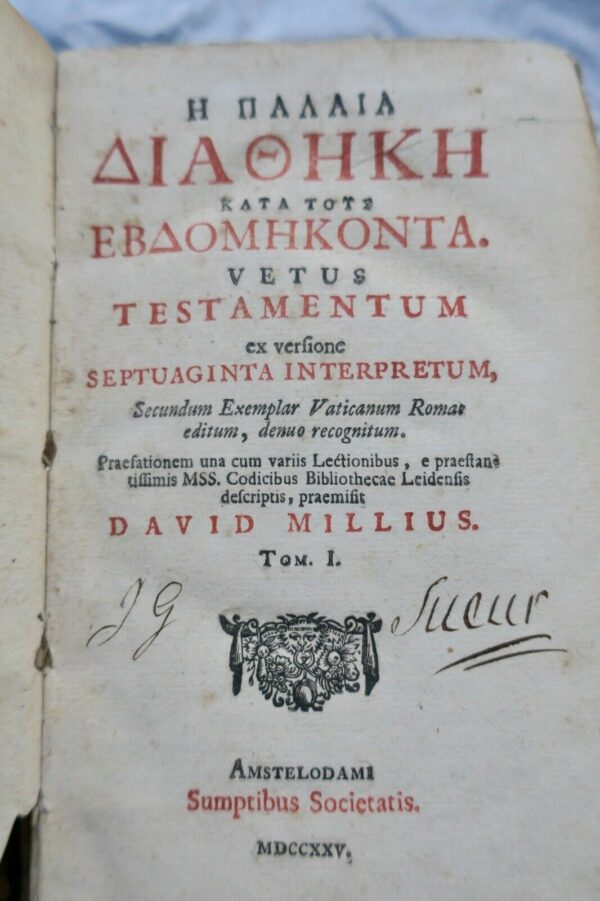 BIBLE Vetus Testamentum ex versione Septuaginta interpretum 1725 – Image 4