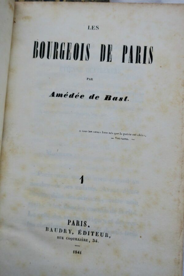 BOURGEOIS DE PARIS de BAST 1841  2 volumes – Image 3