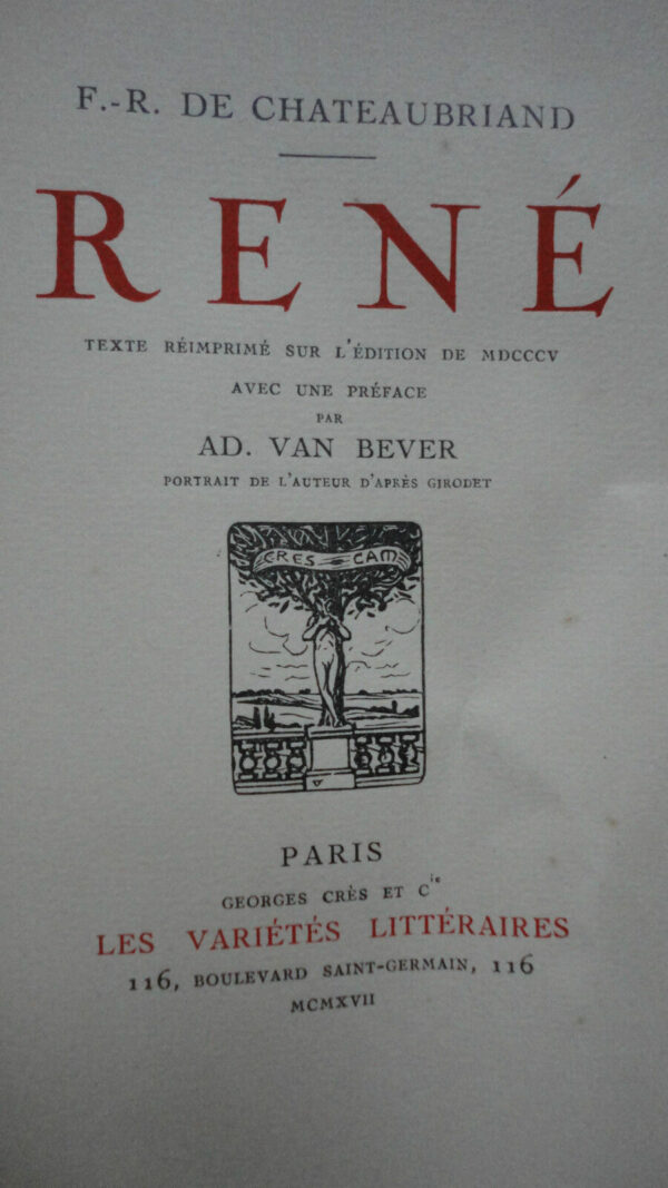 CHATEAUBRIAND (François-René de) RENE        Georges Crès 1917 – Image 4