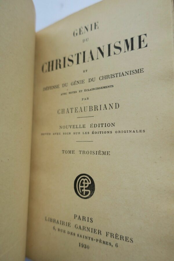 Chateaubriand. Génie du christianisme et défense du génie...1930 – Image 3