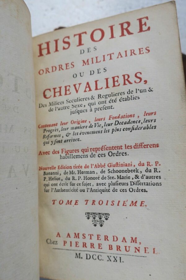 Chevalerie  Histoire des ordres militaires ou des chevaliers 1721 – Image 6