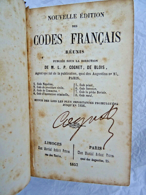 Code nouvelle édition des codes français réunis 1857 – Image 3