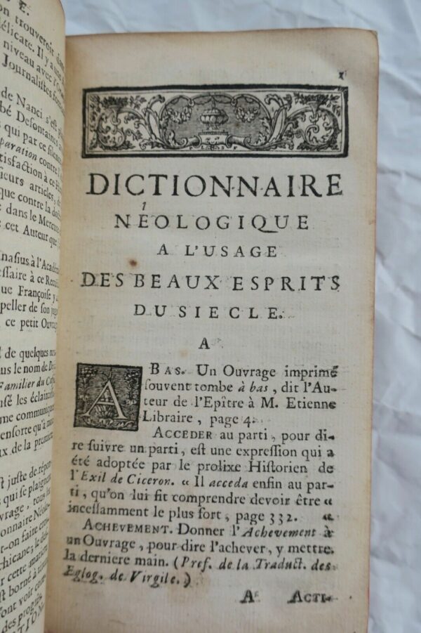 Dictionnaire Néologique à l'usage des beaux esprits du siècle 1731 – Image 6