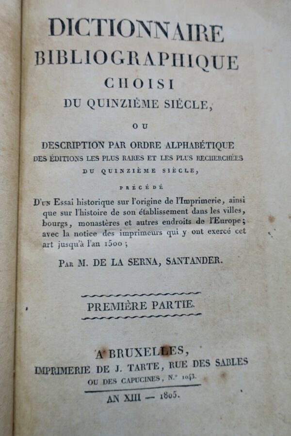 Dictionnaire bibliographique choisi du quinzième siècle 1805 – Image 4