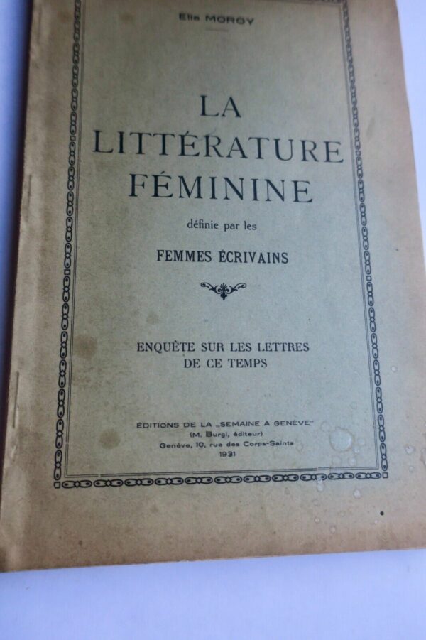 Femme la littérature féminine 1931