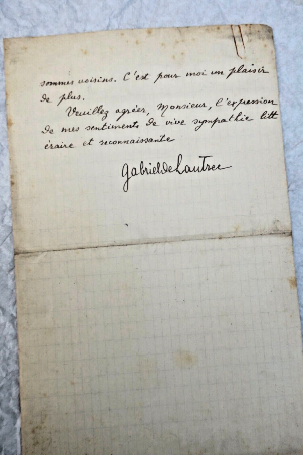 Gabriel de LAUTREC lettre autographe manuscrite & signée – Image 3