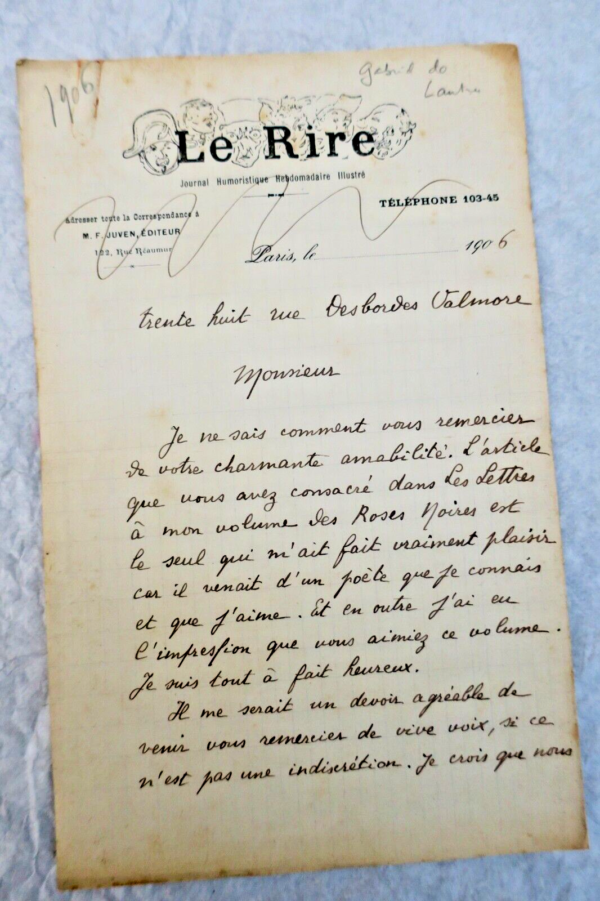 Gabriel de LAUTREC lettre autographe manuscrite & signée