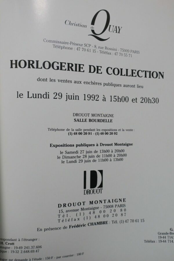 Horlogerie de collection Drouot 1992 – Image 9