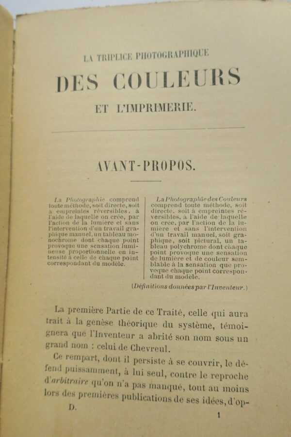 IMPRIMERIE Triplice Photographique des Couleurs et l'Imprimerie, Système... 1897