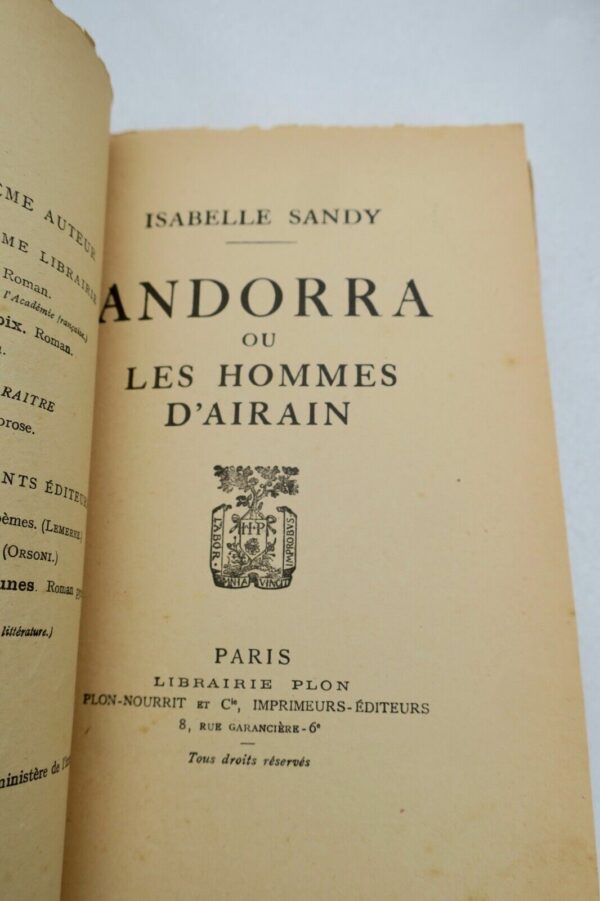 ISABELLE SANDY ANDORRA OU LES HOMMES D'AIRAIN – Image 7