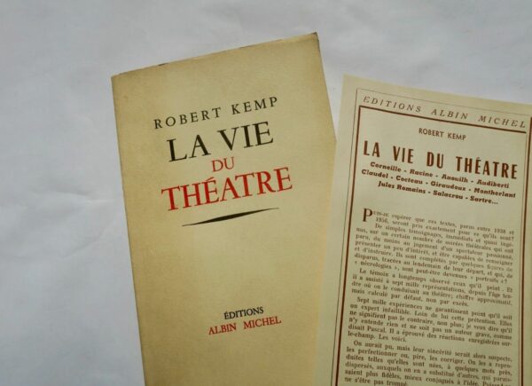 KEMP (Robert). La Vie du théâtre + dédicace