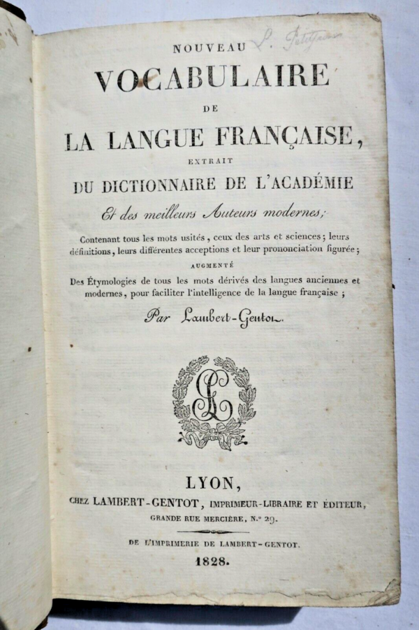 LAMBERT-GENTOT Nouveau vocabulaire de la langue française 1828 – Image 4