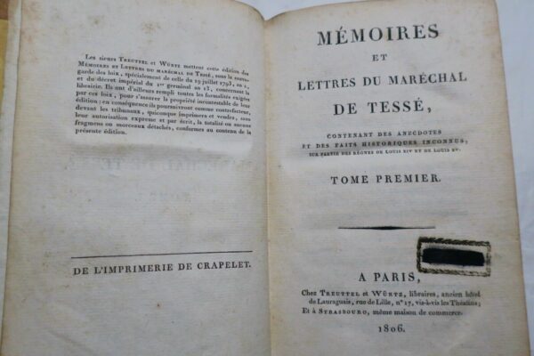 Mémoires et lettres du Maréchal de Tessé 1806 – Image 4