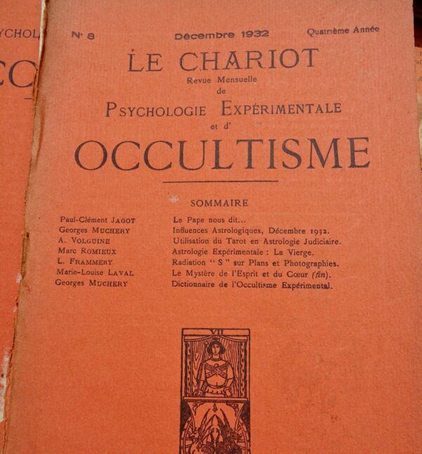 Occultisme LE CHARIOT. REVUE MENSUELLE PSYCHOLOGIE EXPERIMENTALE ET D'OCCULTISME