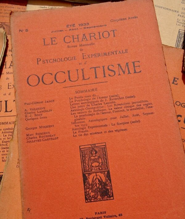 Occultisme LE CHARIOT. REVUE MENSUELLE PSYCHOLOGIE EXPERIMENTALE ET D'OCCULTISME – Image 8