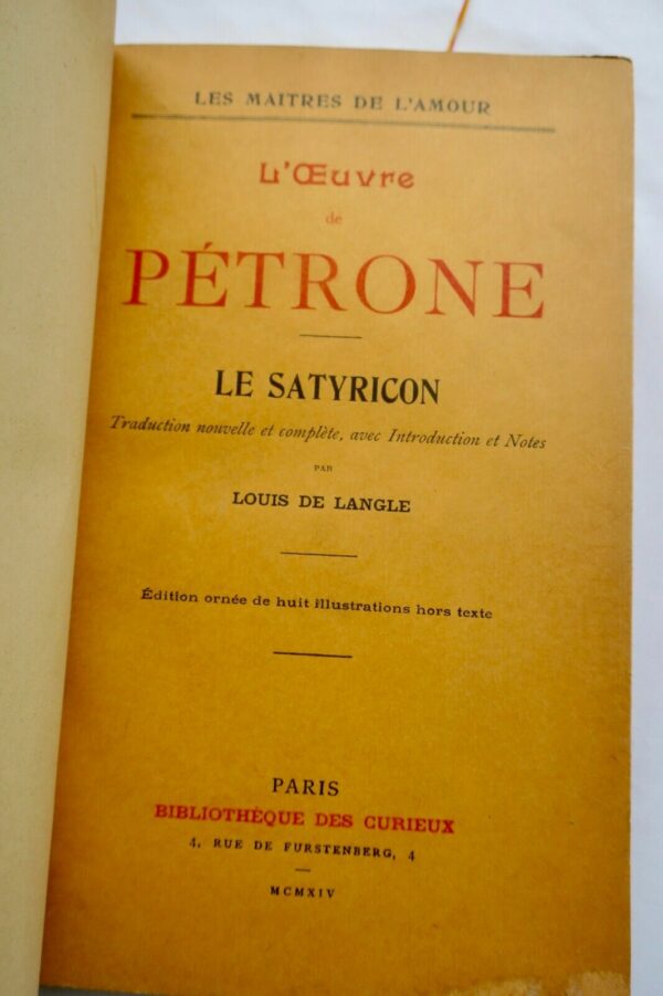 PETRONE. L'oeuvre de Pétrone. Le Satyricon – Image 3