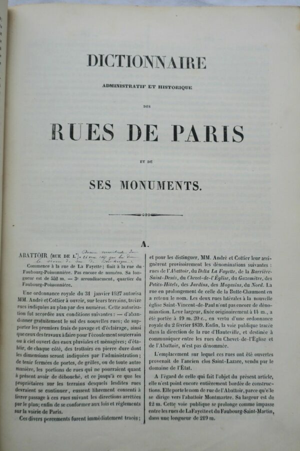 Paris Dictionnaire administratif et historique des rues de Paris 1844 – Image 9