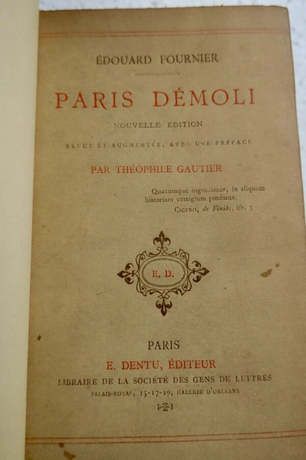 Paris démoli + envoi de l'auteur à Fournier académicien/ reliure de Pagnant – Image 8