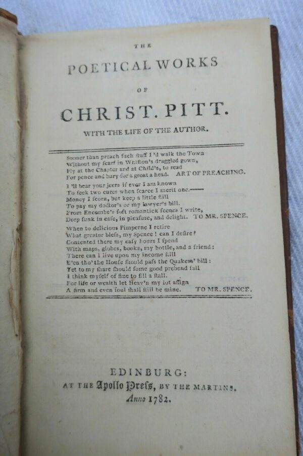 Pitt, Christopher The Poetical Works of Christ. Pitt 1782 – Image 3