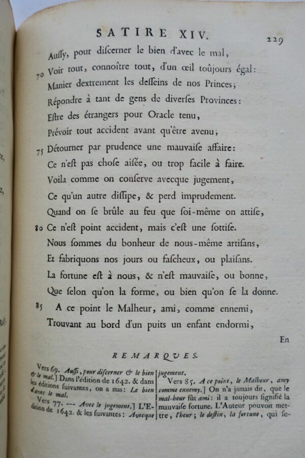 Reliure Regnier Les satyres et autres oeuvres avec des remarques 1730 – Image 5